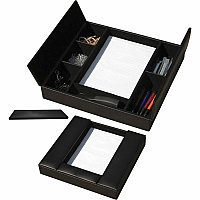 Dacasso Leatherette Enhanced Conference Room Organizer Desktop - Black - Leatherette, Velveteen - 1 Each (A1390)