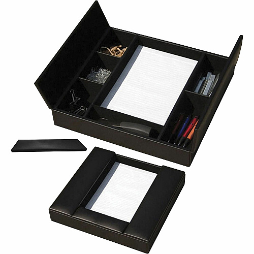Dacasso Leatherette Enhanced Conference Room Organizer Desktop - Black - Leatherette, Velveteen - 1 Each (A1390)