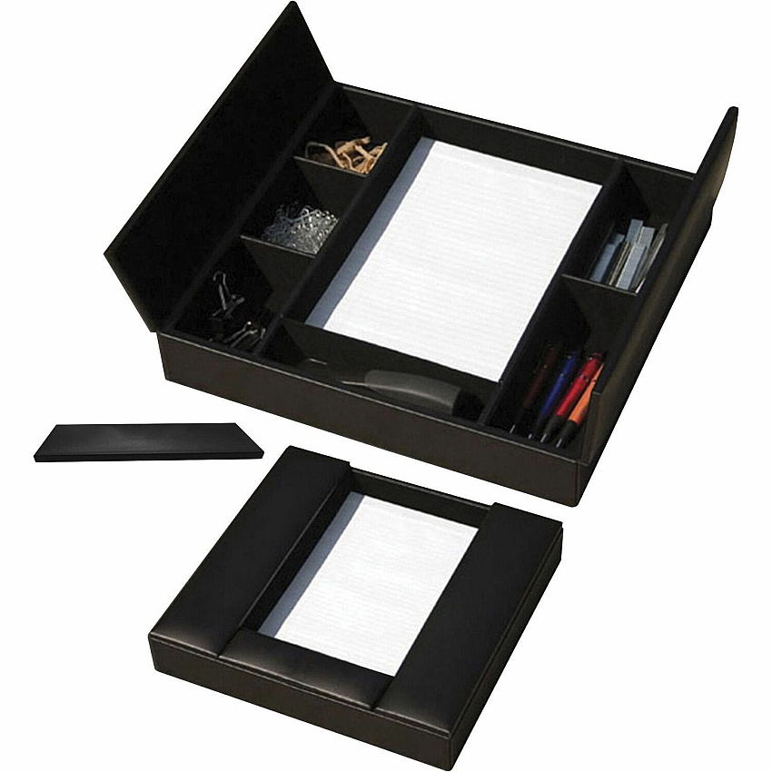 Dacasso Leatherette Enhanced Conference Room Organizer Desktop - Black - Leatherette, Velveteen - 1 Each (A1390)
