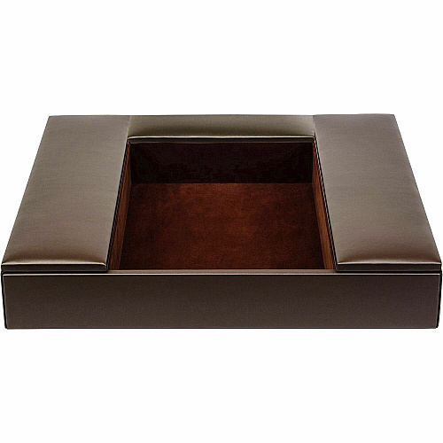Dacasso Leatherette Enhanced Conference Room Organize Desktop - Chocolate Brown - Leatherette, Velveteen - 1 Each (A3390)