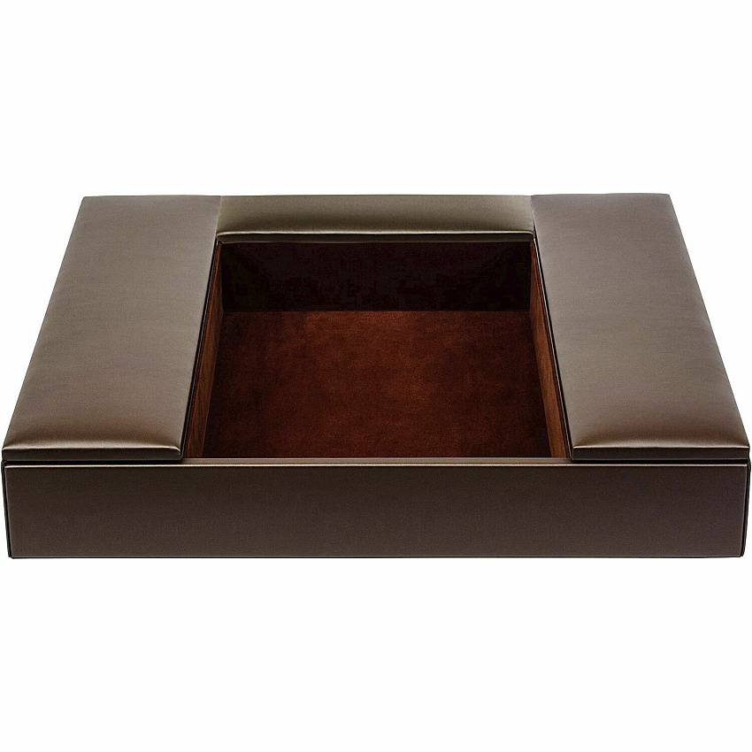 Dacasso Leatherette Enhanced Conference Room Organize Desktop - Chocolate Brown - Leatherette, Velveteen - 1 Each (A3390)
