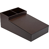 Dacasso Leather Coffee Condiment Organizer Removable Lid - Chocolate Brown - Top Grain Leather, Velveteen, Leatherette - 1 Each (A3428)
