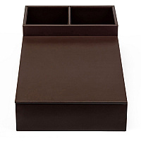 Dacasso Leatherette Coffee Condiment Organizer Removable Lid - Chocolate Brown - Velveteen, Leatherette - 1 Each (A3328)