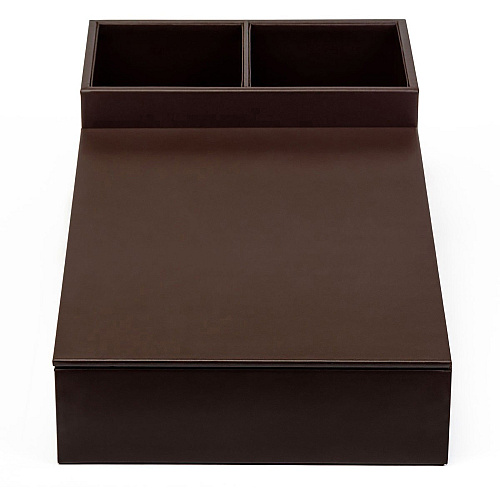 Dacasso Leatherette Coffee Condiment Organizer Removable Lid - Chocolate Brown - Velveteen, Leatherette - 1 Each (A3328)
