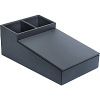 Dacasso Leatherette Coffee Condiment Organizer Removable Lid - Gray - Velveteen, Leatherette - 1 Each (A4228)