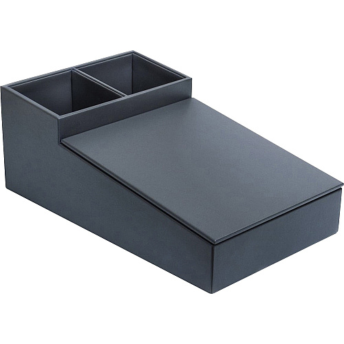 Dacasso Leatherette Coffee Condiment Organizer Removable Lid - Gray - Velveteen, Leatherette - 1 Each (A4228)