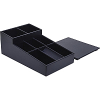 Dacasso Leatherette Coffee Condiment Organizer Removable Lid - Navy Blue - Velveteen, Leatherette - 1 Each (A4628)