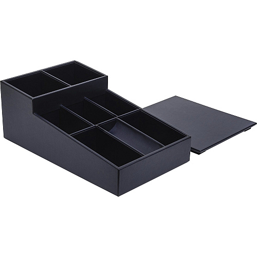 Dacasso Leatherette Coffee Condiment Organizer Removable Lid - Navy Blue - Velveteen, Leatherette - 1 Each (A4628)