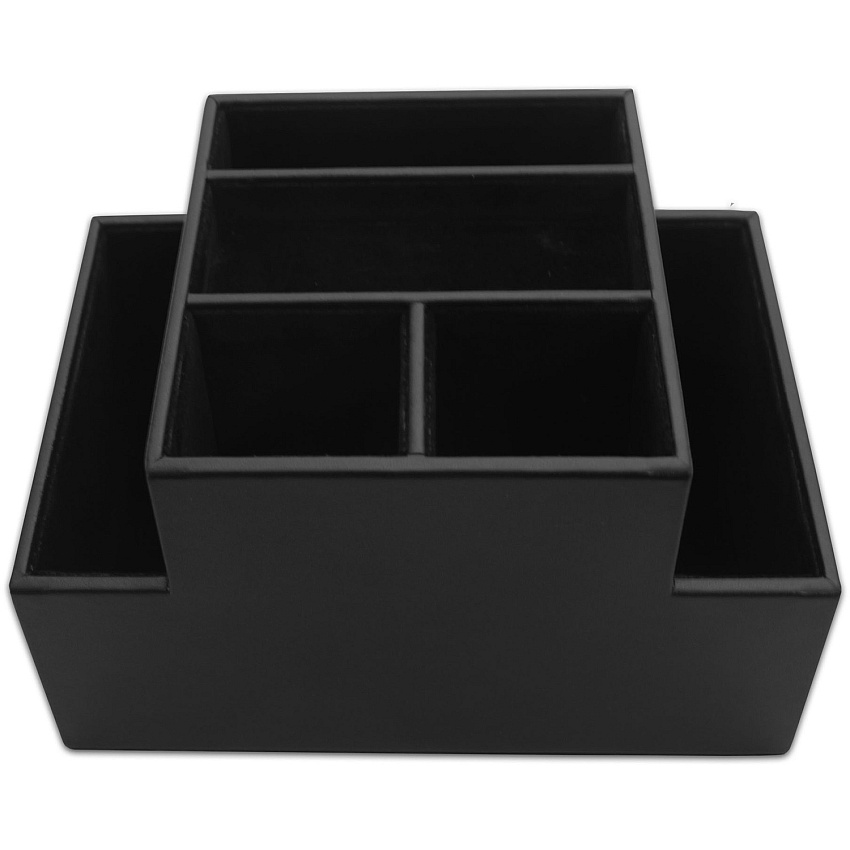 Dacasso Desktop Organizer 8 x Coaster - Desktop - Black - Top Grain Leather, Velveteen - 1 Each (A1348)