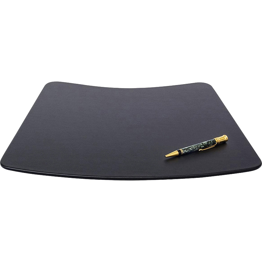 Dacasso Round Table Leatherette Conference Pad Rectangular - 17" Width - Leatherette, Velveteen - Black - 1 Each (P1324)