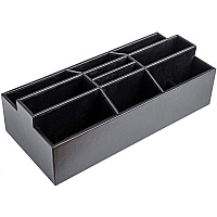 Dacasso Leather Remote Control Organizer 9 Compartment(s) - Black - Top Grain Leather, Velveteen - 1 Each (A1095)