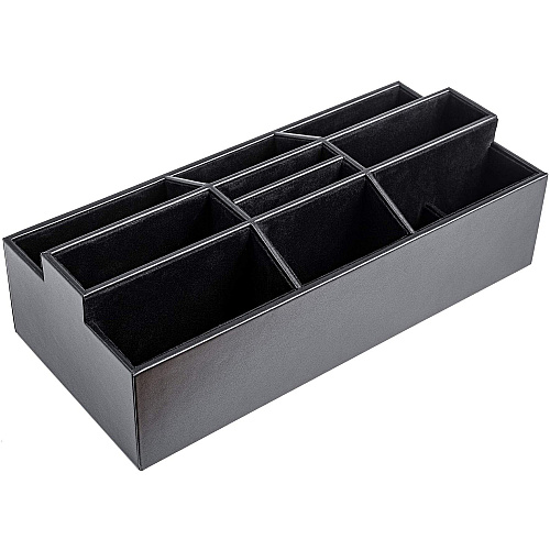 Dacasso Leather Remote Control Organizer 9 Compartment(s) - Black - Top Grain Leather, Velveteen - 1 Each (A1095)