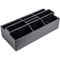 Dacasso Leatherette Remote Control Organizer 9 Compartment(s) - Black - Leatherette, Velveteen, Faux Leather - 1 Each (A1395)