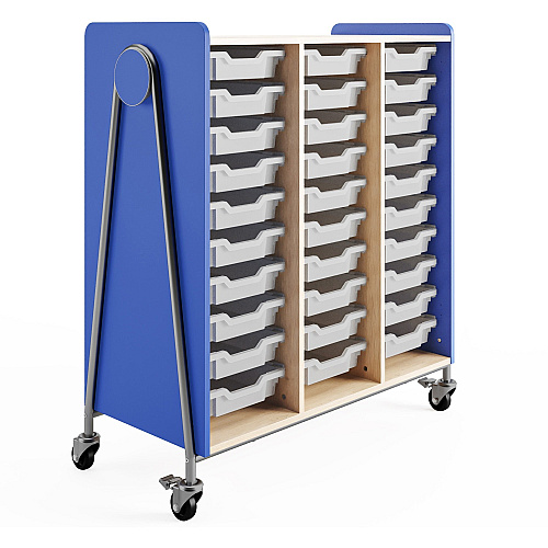 Safco Whiffle Typical Triple Rolling Storage Cart 330 lb Load Capacity - 4 Casters - 3" Caster Size - Laminate, Particleboard, Polyvinyl Chloride (PVC), Metal, Thermofused Laminate (TFL) - 43.25" Width x 19.75" Depth x 48" Height - Steel Frame - (3930SBU)