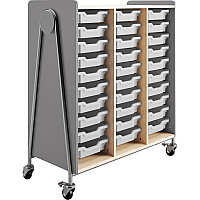 Safco Whiffle Typical Triple Rolling Storage Cart 330 lb Load Capacity - 4 Casters - 3" Caster Size - Laminate, Particleboard, Polyvinyl Chloride (PVC), Metal, Thermofused Laminate (TFL) - 43.25" Width x 19.75" Depth x 48" Height - Steel Frame - (3930GRY)