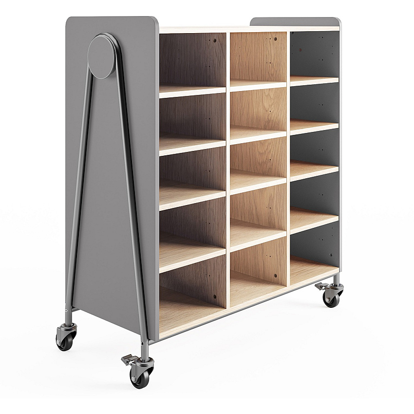 Safco Whiffle Typical Triple Rolling Storage Cart 12 Shelf - 540 lb Load Capacity - 4 Casters - 3" Caster Size - Laminate, Particleboard, Polyvinyl Chloride (PVC), Metal, Thermofused Laminate (TFL) - 43.25" Width x 19.75" Depth x 48" Height - St (3931GRY)
