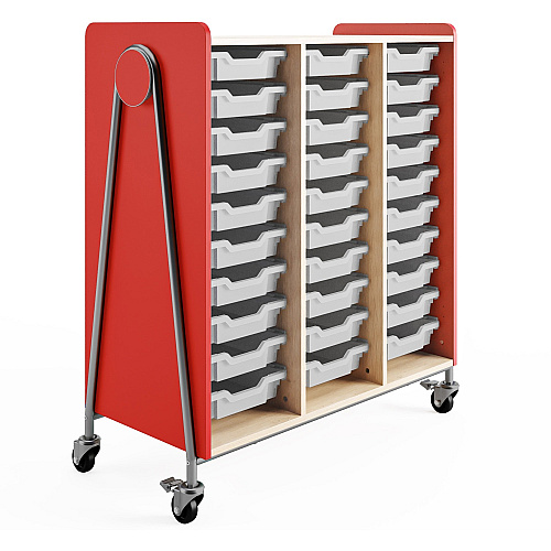 Safco Whiffle Typical Triple Rolling Storage Cart 330 lb Load Capacity - 4 Casters - 3" Caster Size - Laminate, Particleboard, Polyvinyl Chloride (PVC), Metal, Thermofused Laminate (TFL) - 43.25" Width x 19.75" Depth x 48" Height - Steel Frame - (3930RED)