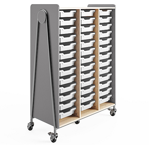 Safco Whiffle Typical Triple Rolling Storage Cart 396 lb Load Capacity - 5 Casters - 3" Caster Size - Laminate, Particleboard, Polyvinyl Chloride (PVC), Metal, Thermofused Laminate (TFL) - 43.25" Width x 19.75" Depth x 60" Height - Steel Frame - (3932GRY)