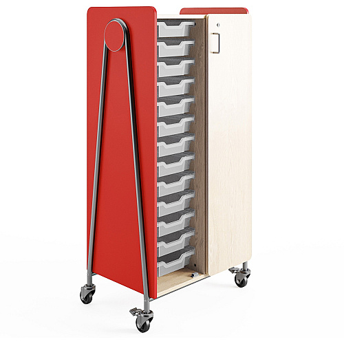Safco Whiffle Typical Double Rolling Storage Cart 153 lb Load Capacity - 4 Casters - 3" Caster Size - Laminate, Particleboard, Polyvinyl Chloride (PVC), Metal, Thermofused Laminate (TFL), Steel - 30" Width x 19.75" Depth x 60" Height - Red - 1 C (3928RED)