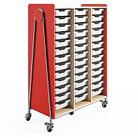 Safco Whiffle Typical Triple Rolling Storage Cart 396 lb Load Capacity - 5 Casters - 3" Caster Size - Laminate, Particleboard, Polyvinyl Chloride (PVC), Metal, Thermofused Laminate (TFL) - 43.25" Width x 19.75" Depth x 60" Height - Steel Frame - (3932RED)