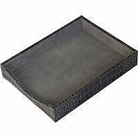 Protacini Castlerock Gray Italian Patent Leather Front-Load Letter Tray Compartment Size : 9.25" x 12.25" - Desktop - Front Loading - Castlerock Gray - Italian Leather, Velveteen, Suede - 1 Each (A6201)