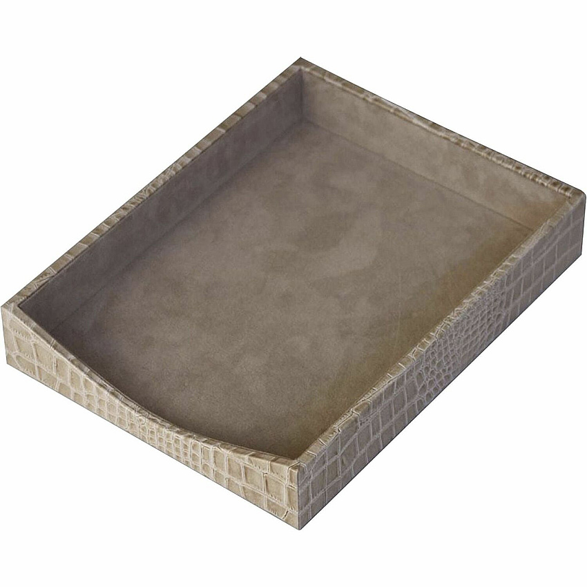 Protacini Breeze Beige Italian Patent Leather Front-Load Letter Tray Compartment Size : 9.25" x 12.25" - Desktop - Front Loading - Breeze Beige - Italian Leather, Velveteen, Suede - 1 Each (A6301)