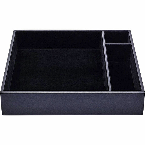 Dacasso Leatherette Conference Room Organizer 8 x Writing Pad - 3 Compartment(s) - Desktop - Black - Leatherette, Velveteen - 1 Each (A1340)