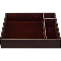 Dacasso Leather Conference Room Organizer Tray 8 x Writing Pad - 3 Compartment(s) - Desktop - Chocolate Brown - Top Grain Leather, Velveteen - 1 Each (A3440)