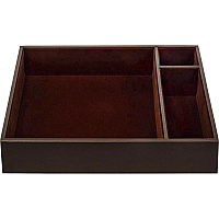 Dacasso Leatherette Conference Room Organizer Tray 8 x Writing Pad - 3 Compartment(s) - 2.40" Height x 12.75" Width x 12.40" Depth - Desktop - Chocolate Brown - Leatherette, Velveteen - 1 Each (A3340)
