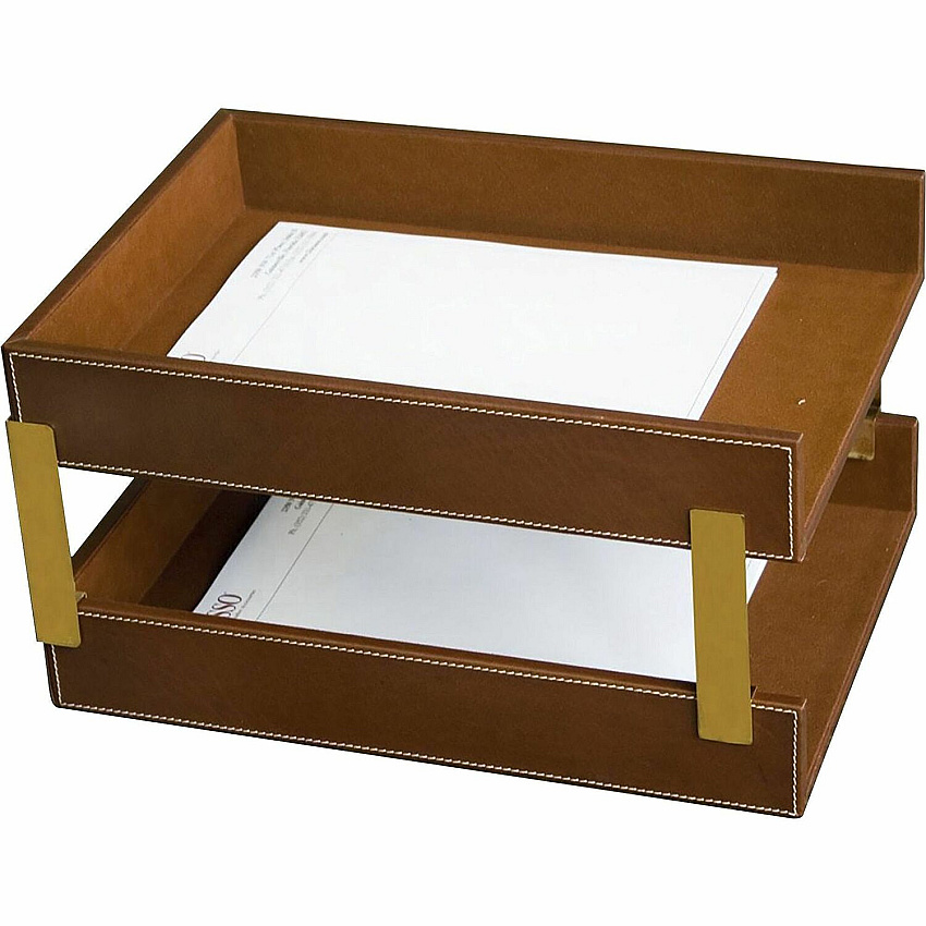 Dacasso Rustic Leather Memo Holder Desktop - Rustic Brown - Top Grain Leather, Velveteen - 1 Each (A3221)
