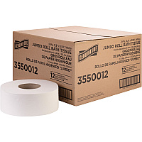 Genuine Joe&reg; Jumbo Jr. Toilet Paper, 2-Ply, 500-ft. Roll, 12 Rolls 2 Ply - 3.30" Width x 500 ft Length - 8.88" Roll Diameter - White - Fiber - 12 / Carton (GJO3550012)