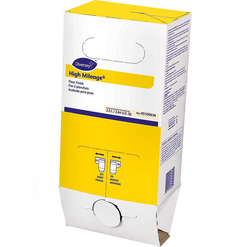 Diversey High Mileage Floor Finish Ready-To-Use - 84.5 fl oz (2.6 quart) - Solvent Scent - Low Odor, Durable, Non-yellowing, Dirt Resistant, Scratch Resistant - White - 6 / Carton (95109638)
