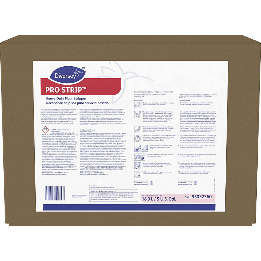 Diversey Pro Strip Heavy Duty Floor Stripper 640 fl oz (20 quart) - Cherry Almond Scent - Heavy Duty - Straw - 1 / Carton (95032360)