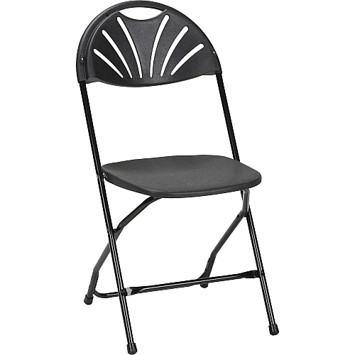 Dorel Zown Premium Fan Back Folding Chair Black Seat Color - Black Back Color - Polyethylene Back Material - Black Frame Color - Powder Coated Steel Frame Material - Four-legged Base - 8 / Carton (60542BLK8E)