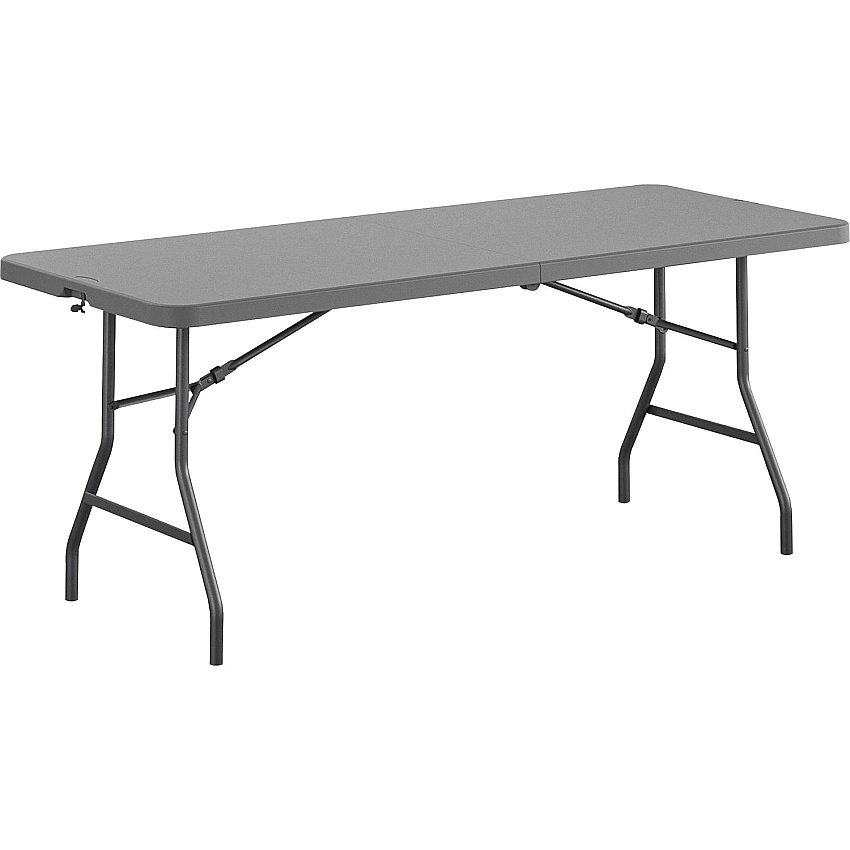 Dorel Zown Commercial Fold-in-Half Blow Mold Table For - Table TopRectangle Top - Four Leg Base - 4 Legs - 650 lb Capacity x 72" Table Top Width x 30" Table Top Depth - 29.25" Height - Gray - High-density Polyethylene (HDPE), Resin - 1 Each (60559SGY1E)