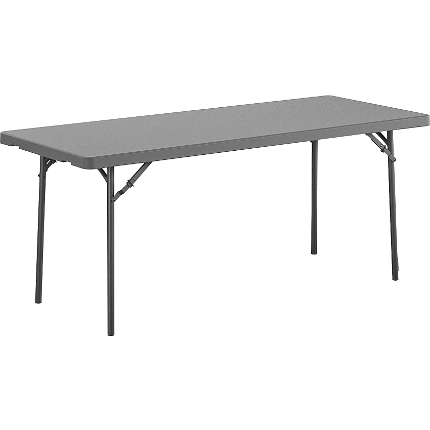 Dorel Zown Corner Blow Mold Large Folding Table 4 Legs - 800 lb Capacity - 72" Table Top Width x 30" Table Top Depth - 29.25" Height - Gray - High-density Polyethylene (HDPE), Resin - 1 Each (60526SGY1E)
