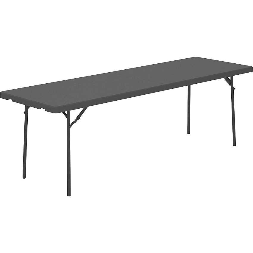 Dorel ZOWN 96" Commercial Blow Mold Folding Table 4 Legs - 1000 lb Capacity x 96" Table Top Width x 30" Table Top Depth - 29.30" Height - Gray - High-density Polyethylene (HDPE), Resin - 1 Each (60528SGY1E)