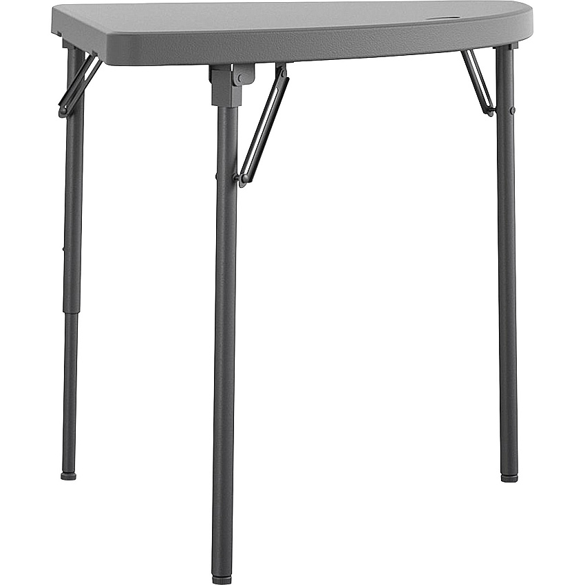 Dorel Zown Classic 24" Corner Blow Mold Fold Table Half Moon Top - 3 Legs - 200 lb Capacity - 29.50" Table Top Width x 29.20" Table Top Depth - 29.50" Height - Gray - High-density Polyethylene (HDPE), Resin - 2 / Carton (60523SGY2E)