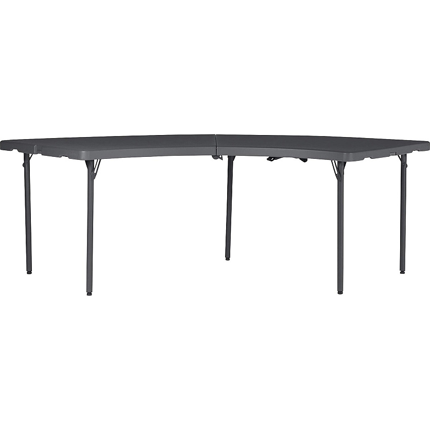 Dorel Zown Moon Commercial Blow Mold Folding Table 5 Legs - 600 lb Capacity - 30" Table Top Width x 92.60" Table Top Depth - 29.25" Height - Gray - High-density Polyethylene (HDPE) - 1 Each (60527SGY1E)