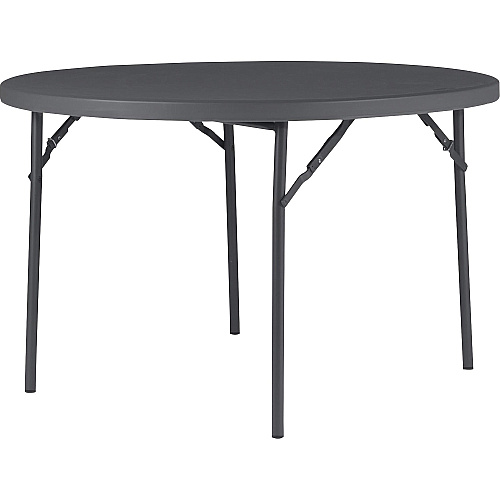 Dorel Zown Commercial Round Blow Mold Fold Table Round Top - 4 Legs - 750 lb Capacity - 48" Table Top Diameter - 29.30" Height - Gray - High-density Polyethylene (HDPE), Resin - 1 Each (60533SGY1E)