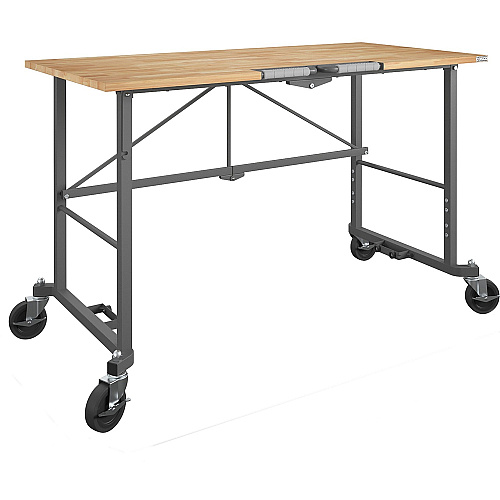 Cosco Smartfold Portable Work Desk Table Four Leg Base - 4 Legs - 400 lb Capacity - 14.50" Table Top Width x 25.51" Table Top Depth - 55.25" Height - Gray - Steel - Hardwood Top Material - 1 Each (66760DKG1E)