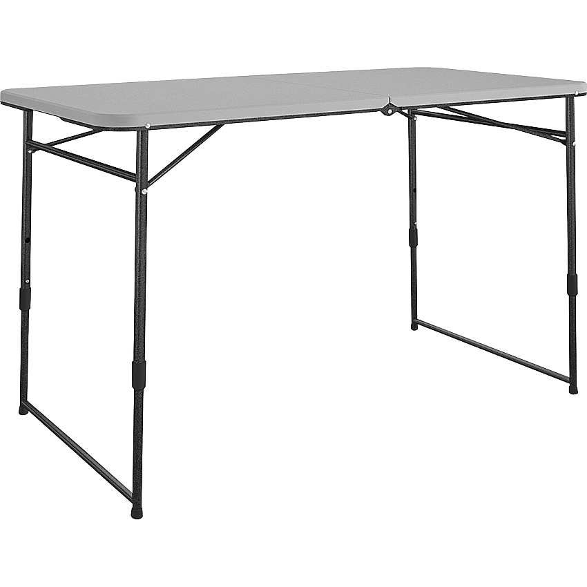 Cosco Fold Portable Indoor/Outdoor Utility Table 200 lb Capacity - Height Adjustable - 48" Table Top Width x 24" Table Top Depth - 28" Height - Gray - Steel, Resin - 1 Each (14400GRY1E)