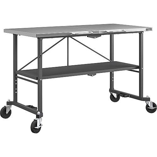 Cosco Commercial SmartFold Portable Workbench Four Leg Base - 4 Legs - 700 lb Capacity - 52" Table Top Width x 25.50" Table Top Depth - 34.70" Height - Assembly Required - Gray - Stainless Steel - Stainless Steel Top Material - 1 Each (66771DKG1E)