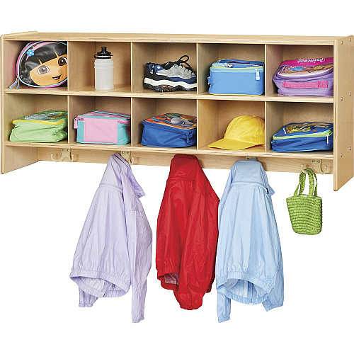 young Time 10-Section Wall Locker 10 Compartment(s) - 20" Height x 48" Width x 12" Depth - Rounded Corner, Eco-friendly, UV Resistant, Durable, Easy to Clean, Moisture Resistant - Baltic - Hardboard, Laminate - 1 Each (7104YT)