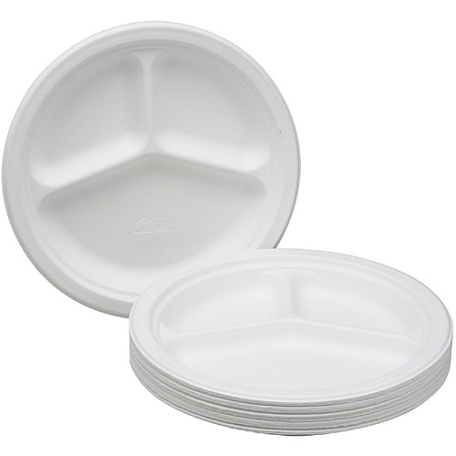 AbilityOne 7350012636700, SKILCRAFT, Waterproof Paper Plates, 10.25" dia, 0.88" Deep, 500/Box