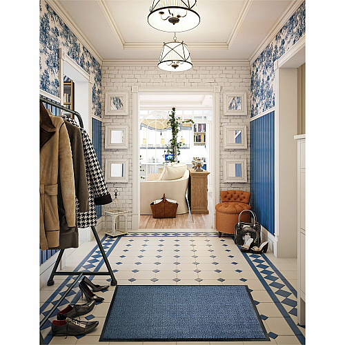 Floortex Doortex&reg; Advantagemat Blue Door Mat - 48" x 70" 70" Length x 48" Width x 0.250" Depth x 0.250" Thickness - Rectangular - Polypropylene, Vinyl - Blue - 1 Each - TAA Compliant (FR49180DCBLV)