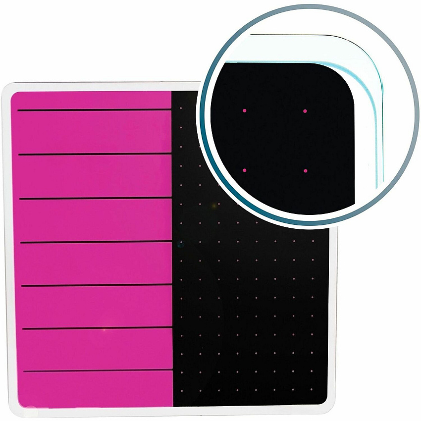 Floortex Viztex&reg; Glacier Violet & Black Plan & Grid Glass Dry-Erase Board - 14" x 14" 14" (1.2 ft) Width x 14" (1.2 ft) Height - Violet Tempered Glass Surface - Square - Magnetic - Magnetic, Smooth Writing, Ghost Resistant, Stain Resista (FCVGM1414VP)
