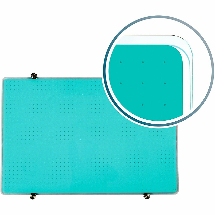 Floortex Viztex&reg; Glacier Teal Multi-Purpose Grid Glass Dry-Erase Board 24" x 36" 24" (2 ft) Width x 36" (3 ft) Height - Teal Tempered Glass Surface - Rectangle - Magnetic - Magnetic, Smooth Writing, Ghost Resistant, Stain Resistant, Easy (FCVGM2436TG)