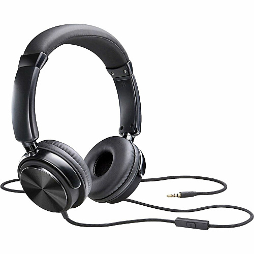 Compucessory Tangle-free Headset with Mic Stereo - Wired - Binaural - Black (15165)