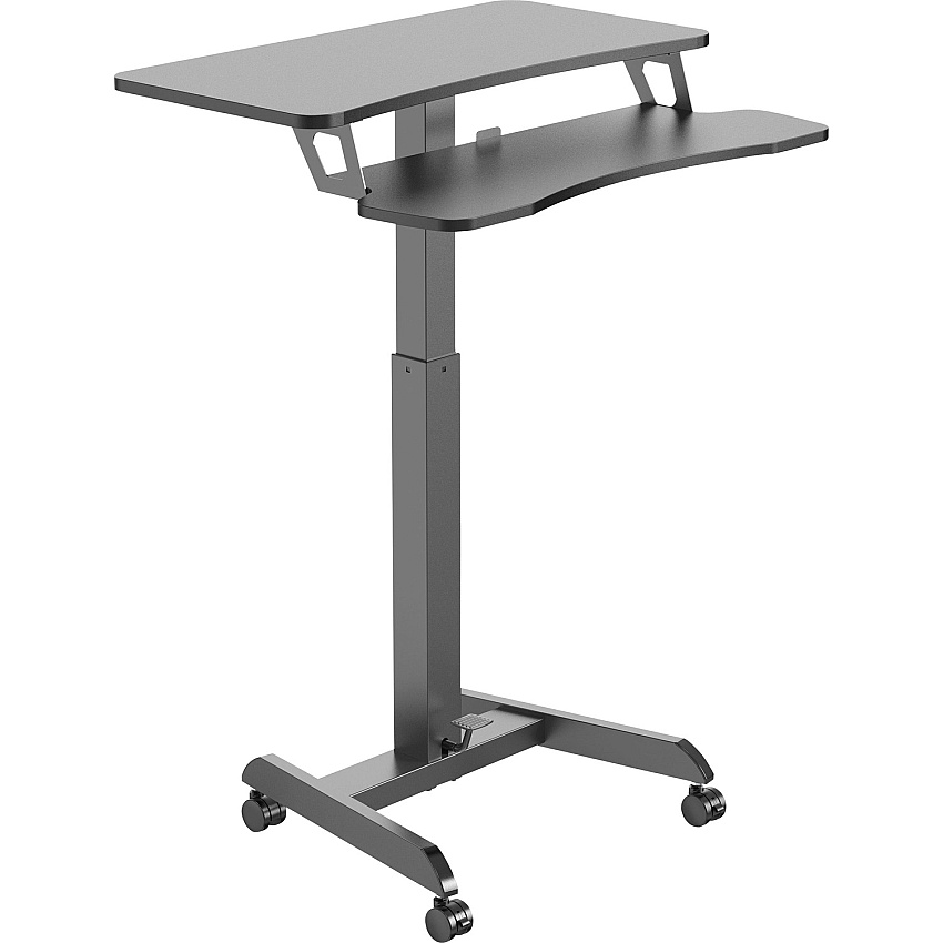 Kantek Mobile Sit-to-Stand Desk with Foot Pedal Adjustable Height - 15.70" Table Top Length x 31.50" Table Top Width - 49" HeightAssembly Required - Black - Melamine Top Material - 1 Each (STS350)